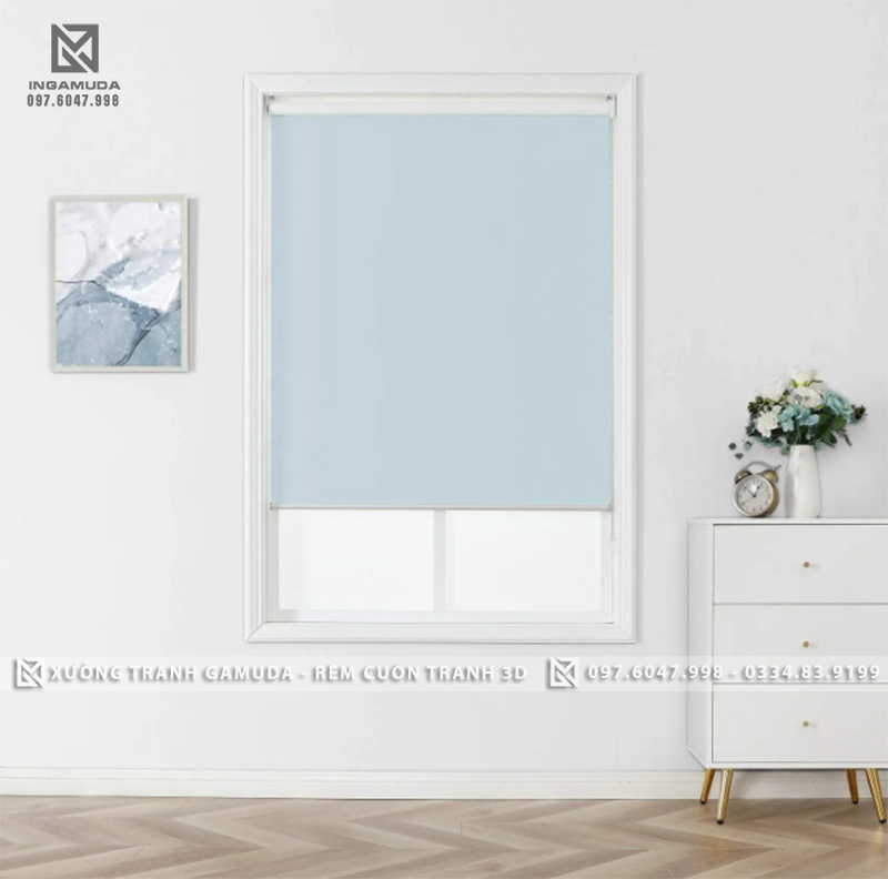 Rèm cuốn xanh men ngọc