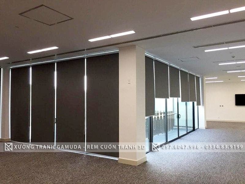 Rèm cuốn cho văn phòng màu nâu đen