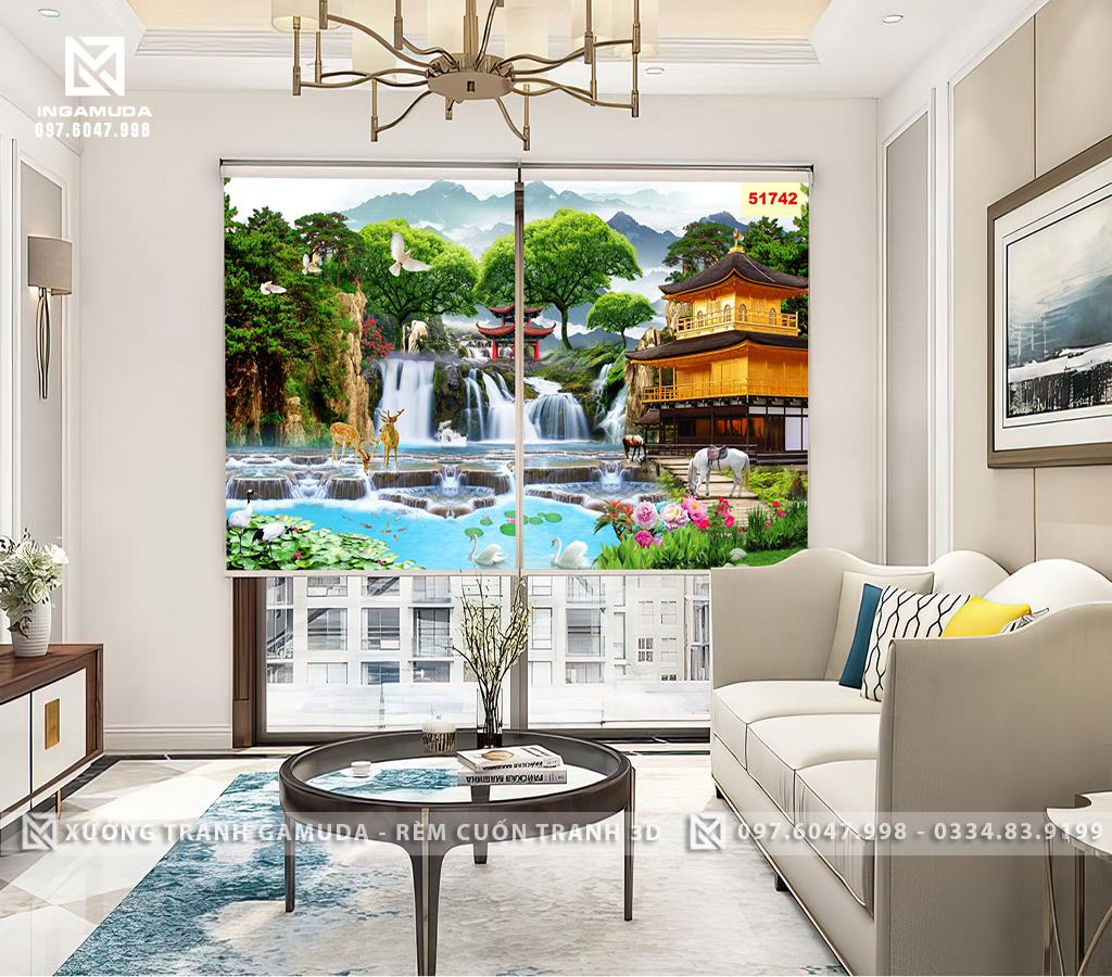 Tranh 3D In Họa Tiết Sơn Thủy Đẹp Nhất Biểu Tượng Cho Mưa Thuận Gio Hòa