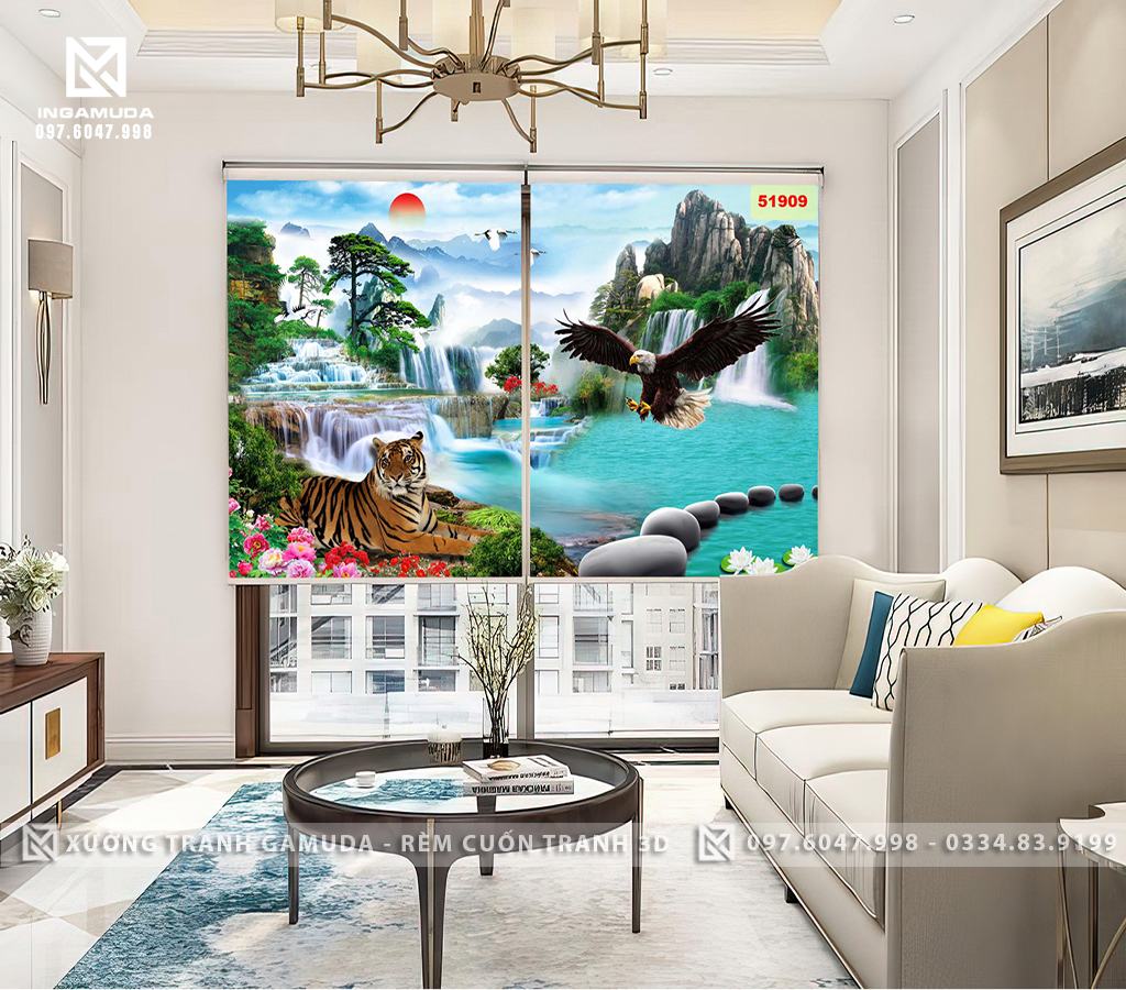 Tranh 3D In Họa Tiết Hổ Và Đại Bàng Biểu Tượng Cho Sự Quyền Lực, Quyền Uy Và Sức Mạnh
