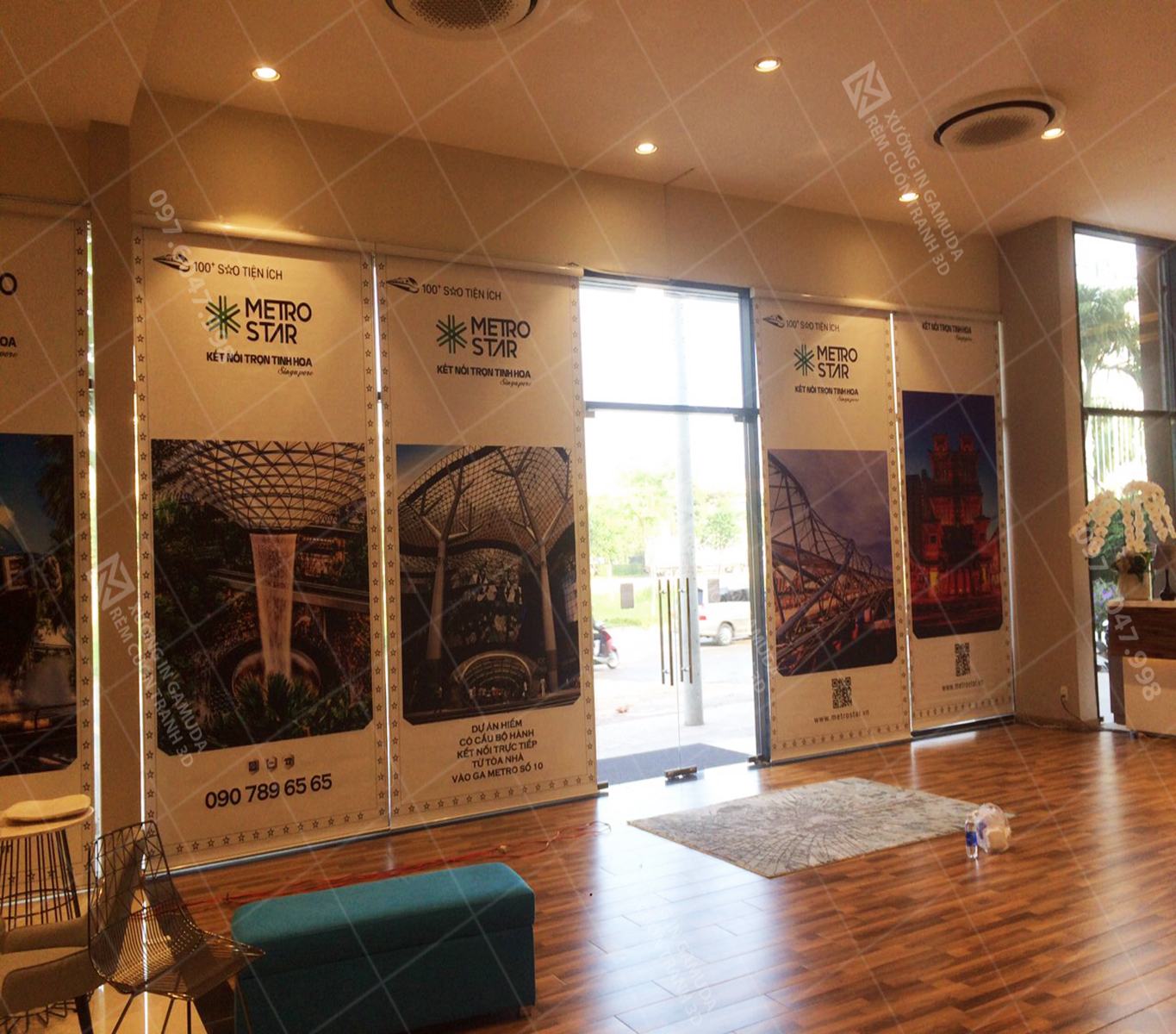 Rèm văn phòng in logo thương hiệu miễn phí