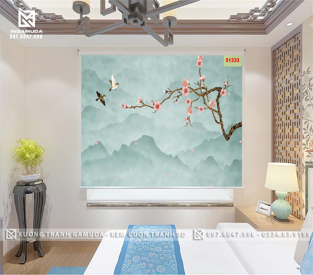 Rèm In Tranh 3D Họa Tiết Indochine Hoa Hồng Biểu Tượng Cho Tình Yêu - Xưởng Rèm Gamuda In Ấn Và Sản Xuất Theo Đơn Đặt Hàng