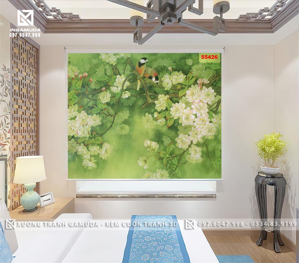 Rèm 3D In Họa Tiết Indochine Hoa Cẩm Tú Cầu Tượng Trưng Cho Sự Biết Ơn Và Chân Thành