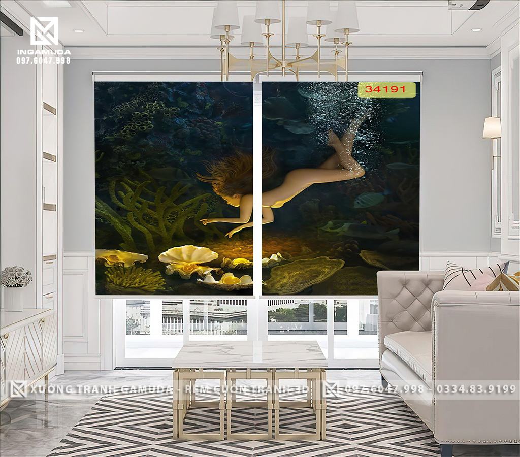 Rèm cuốn tranh cho nhà nghỉ cô gái gợi cảm quyến rũ hoang dã những đường cong mềm mại