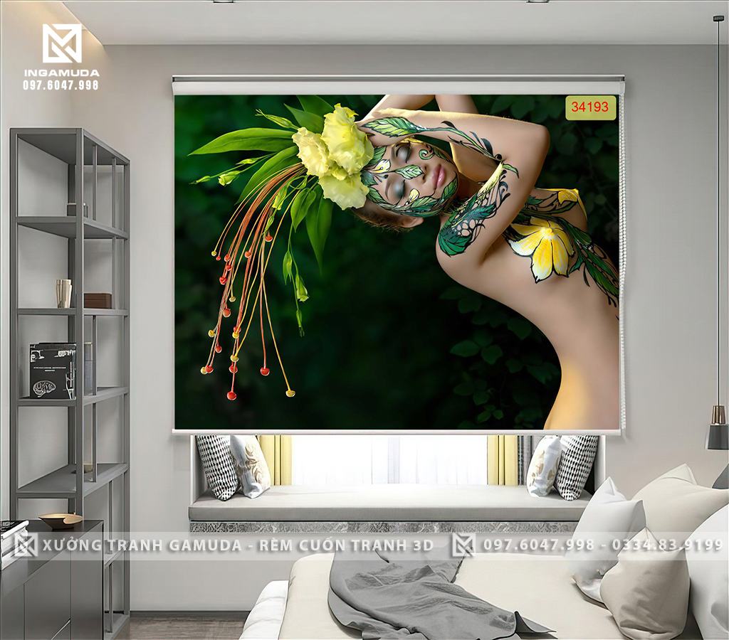 Rèm cuốn tranh cho nhà nghỉ cô gái gợi cảm quyến rũ hoang dã