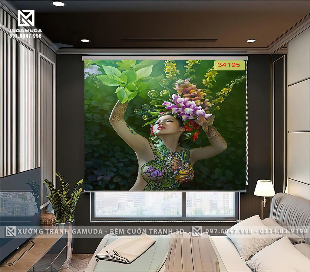 Rèm cuốn tranh cho nhà nghỉ cô gái gợi cảm quyến rũ