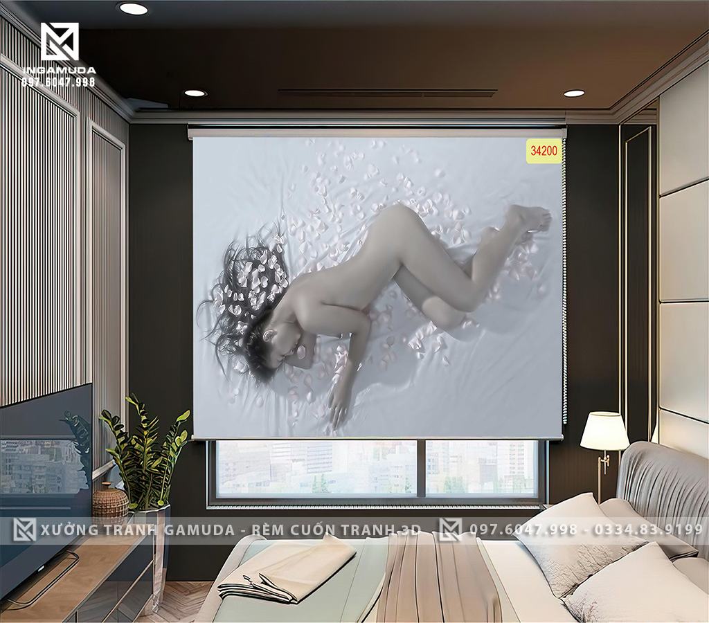 Rèm cuốn tranh 3D nghệ thuật khỏa thân tranh ảnh rèm cuốn cho nhà nghỉ khách sạn