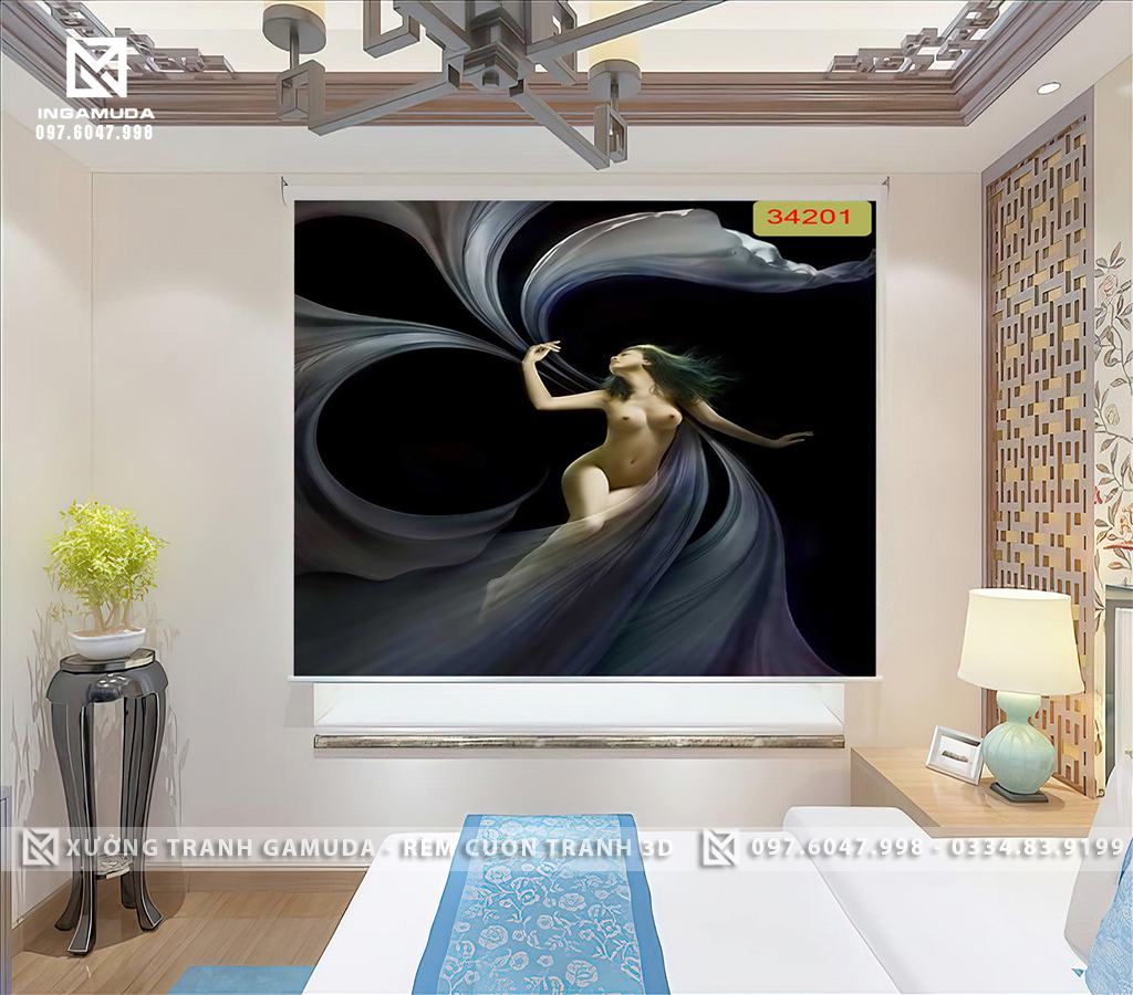 Rèm cuốn tranh 3D nghệ thuật khỏa thân tranh ảnh rèm cuốn cho nhà nghỉ