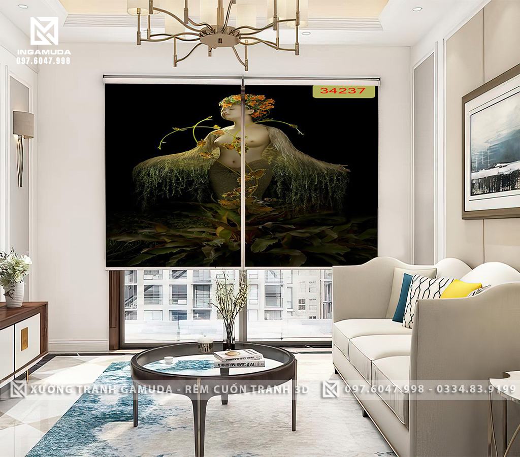 Rèm cuốn in tranh nghệ thuật cô gái nude art tranh rèm cuốn cho nhà nghỉ