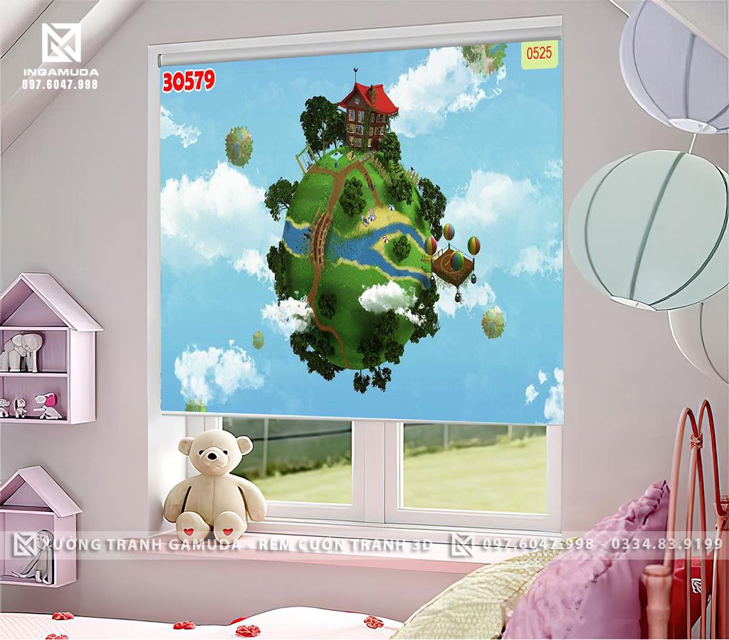 Rèm Cuốn Tranh 3D In Trái Đất- Ngôi Nhà Chung Của Mọi Người Giúp Bé Hiểu Biết Hơn Về Trái Đất - Rèm Cản Sáng Cản Nhiệt Xưởng In Gamuda