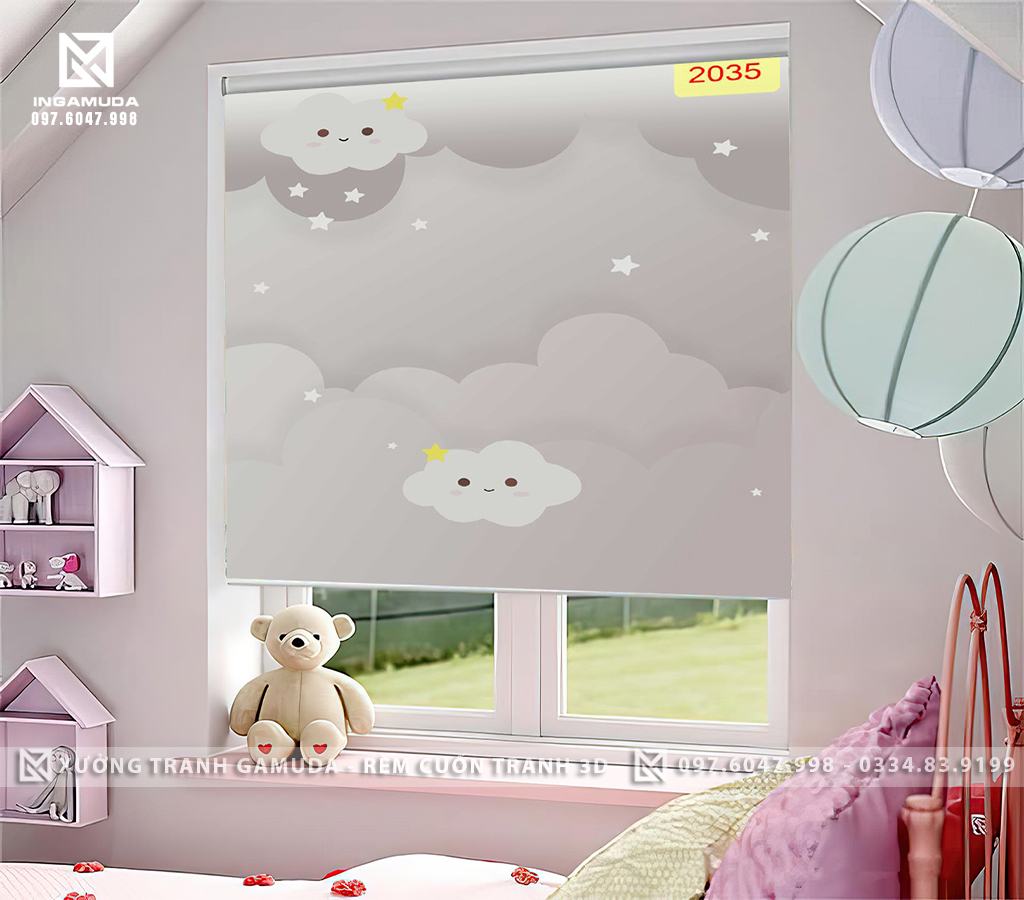 Rèm Cuốn Tranh 3D Cho Phòng Ngủ Thiếu Nhi In Hình Bầu Trời Đêm - Xưởng Rèm Cuốn Tranh 3D Gamuda 