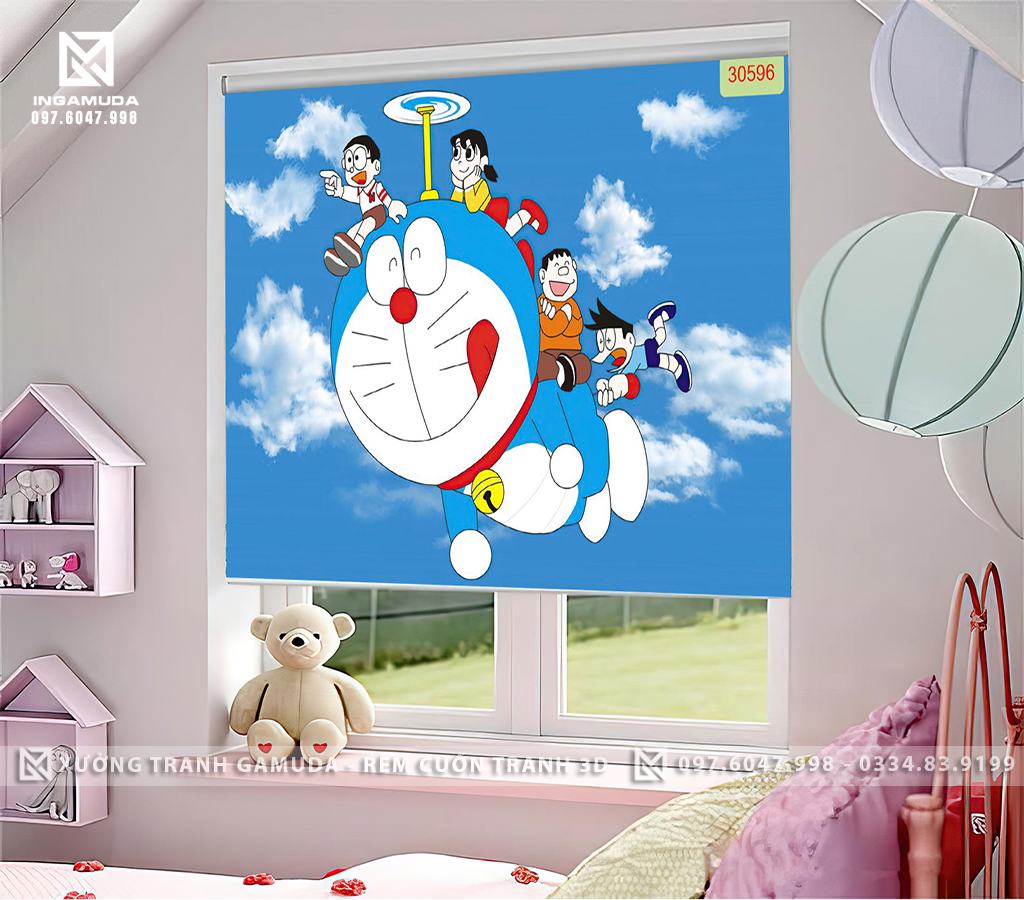 Rèm Cuốn Tranh 3D Cho Phòng Ngủ Cho Bé Những Bức Tranh Rèm Doremon Và Những Người Bạn