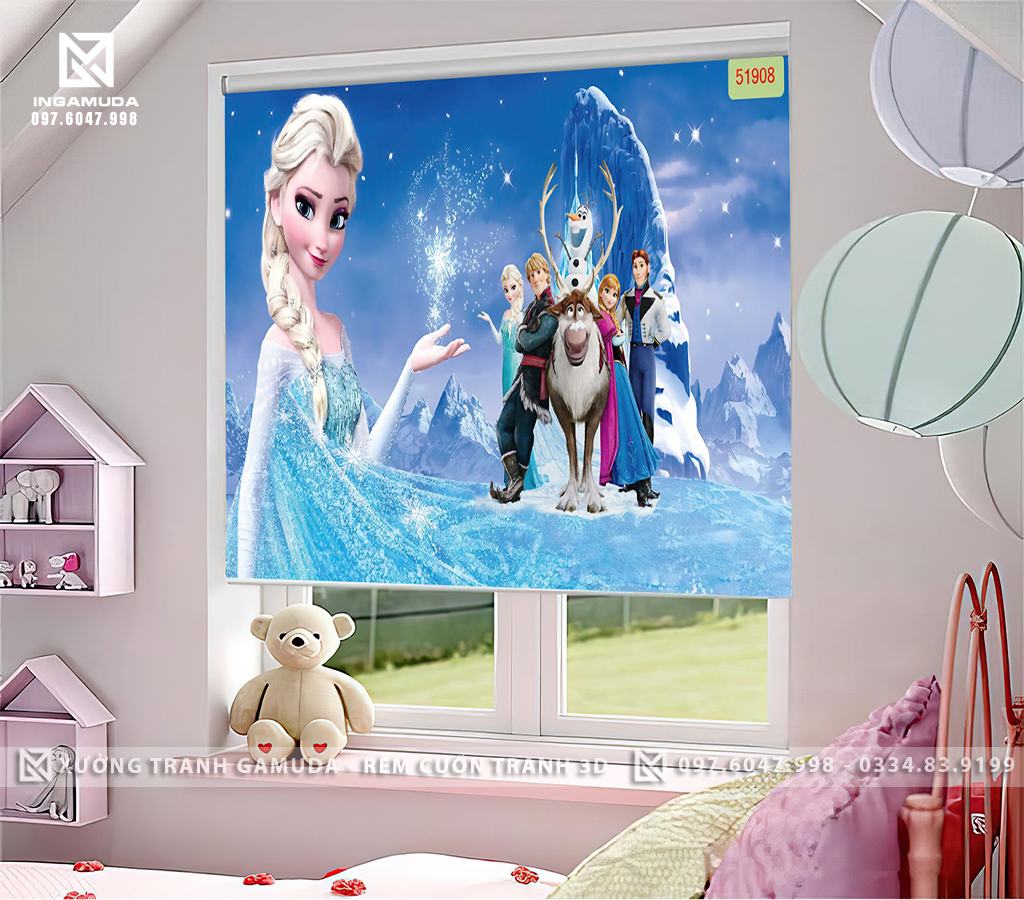 Rèm Cuốn In Tranh Cho Phòng Ngủ Bé Gái - Xưởng Rèm Gamuda