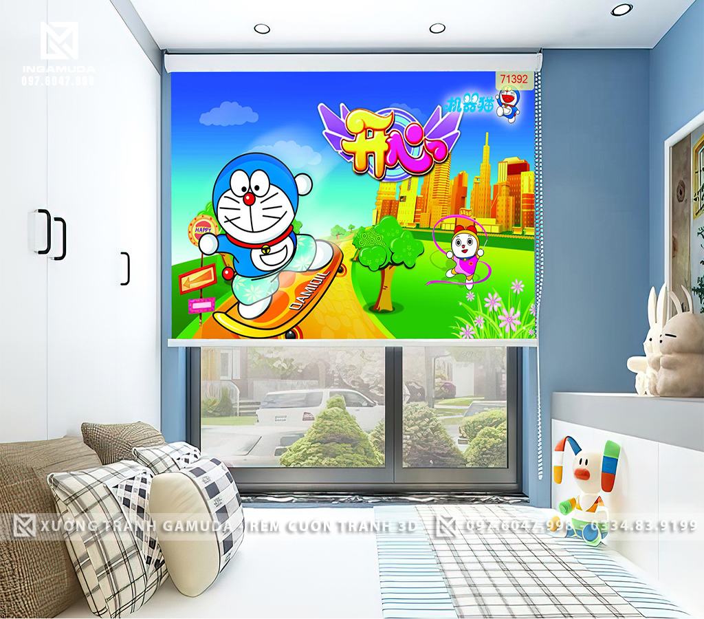 Rèm Cuốn Tranh 3D Cho Phòng Ngủ Cho Bé Những Bức Tranh Rèm Doremon Đẹp Nhất - Rèm Cản Nắng Cản Nhiệt Tốt