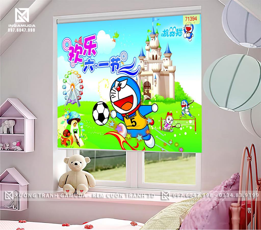 Rèm Cuốn Tranh 3D Cho Phòng Ngủ Cho Bé Những Bức Tranh Rèm Doremon Đẹp Nhất Về Chủ Đề Thể Thao - Vui Chơi