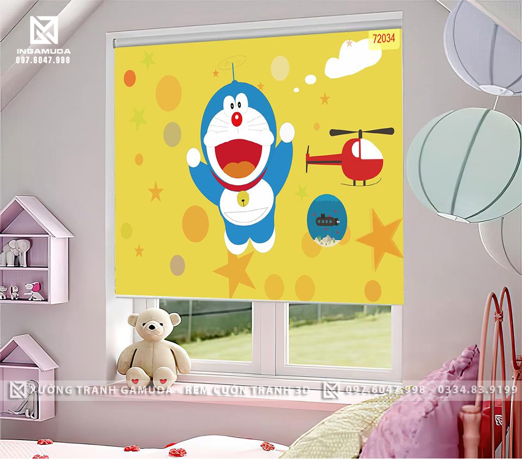Rèm Cuốn Tranh 3D Cho Phòng Ngủ Cho Các Bé Thiếu Nhi Những Bức Tranh Rèm Doremon
