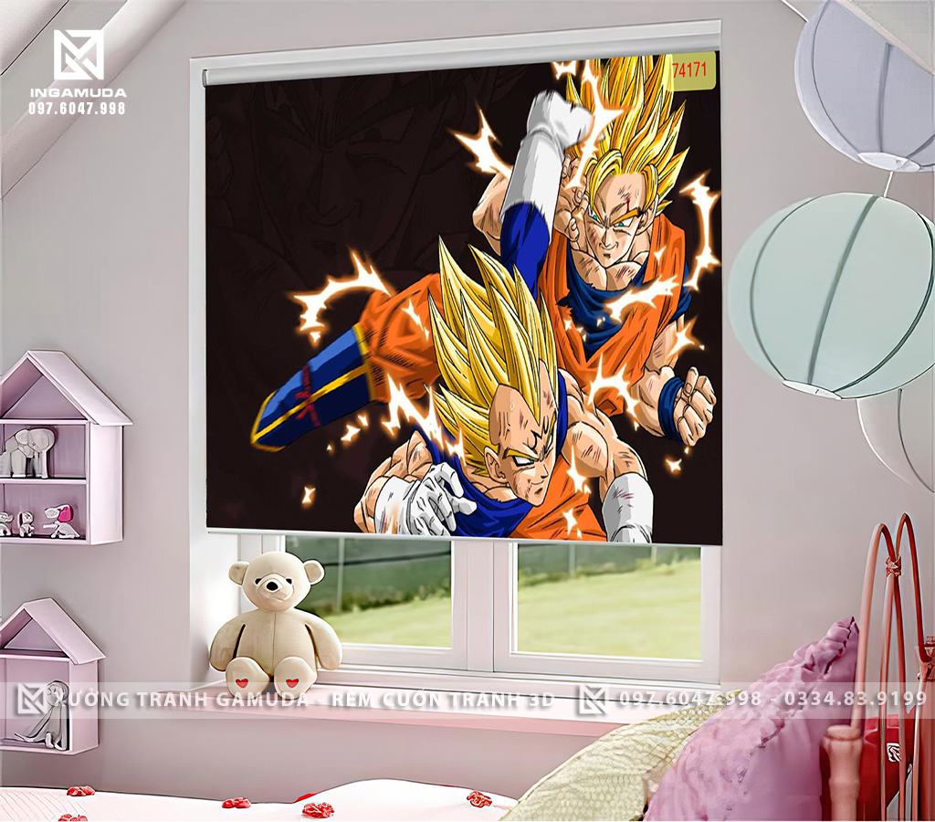 Rèm In Tranh 3D In Hình Songoku Và Vegeta Cho Phòng Ngủ Các Bé Nam - Rèm Cản Nắng Cản Nhiệt Tốt
