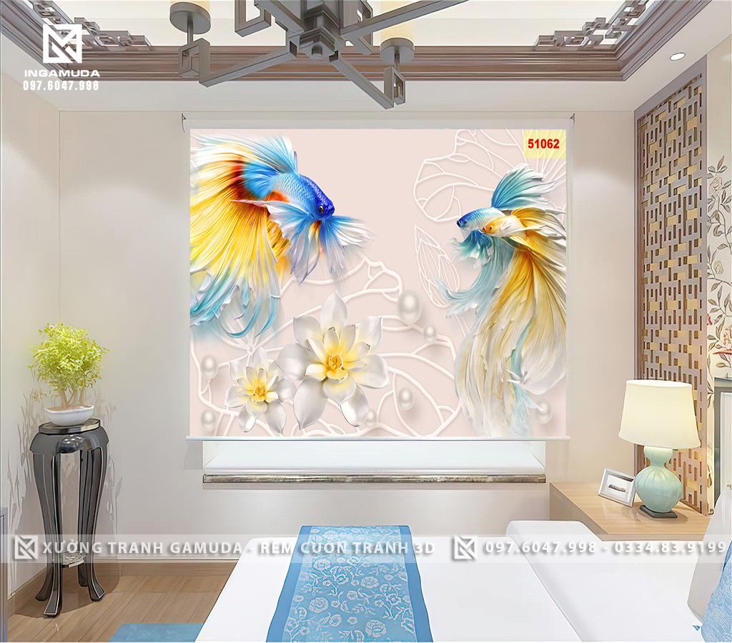 Rèm In Tranh 3D Sản Xuất Tại Xưởng Rèm Gamuda