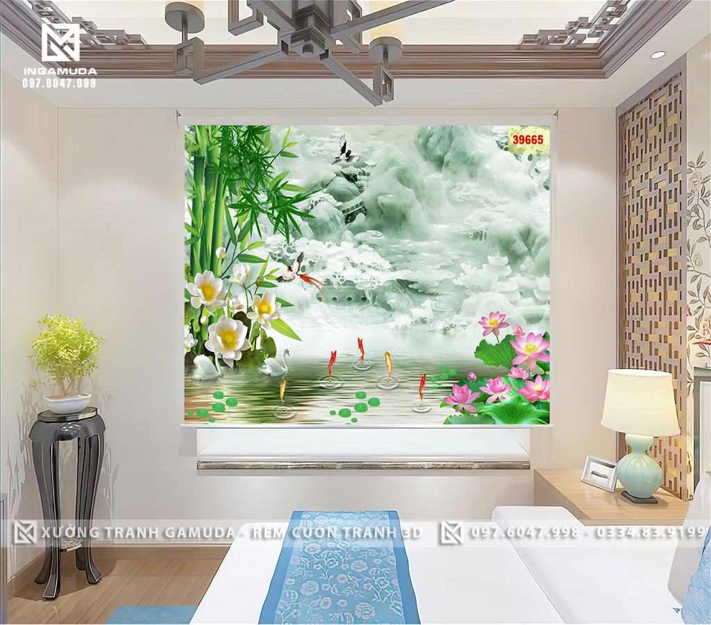 Cách lựa chọn và sử dụng rèm cuốn in tranh 3D cá chép nền ngọc