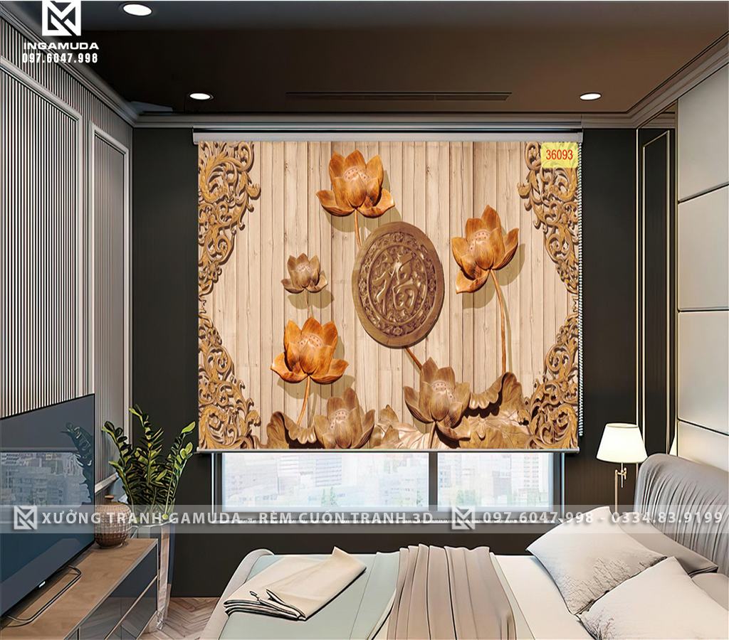 Rèm Cuốn In Tranh 3D Những Mẫu Điêu Khắc Chữ Phúc Đẹp Nhất - Xưởng Rèm Cuốn Tranh 3D Gamuda