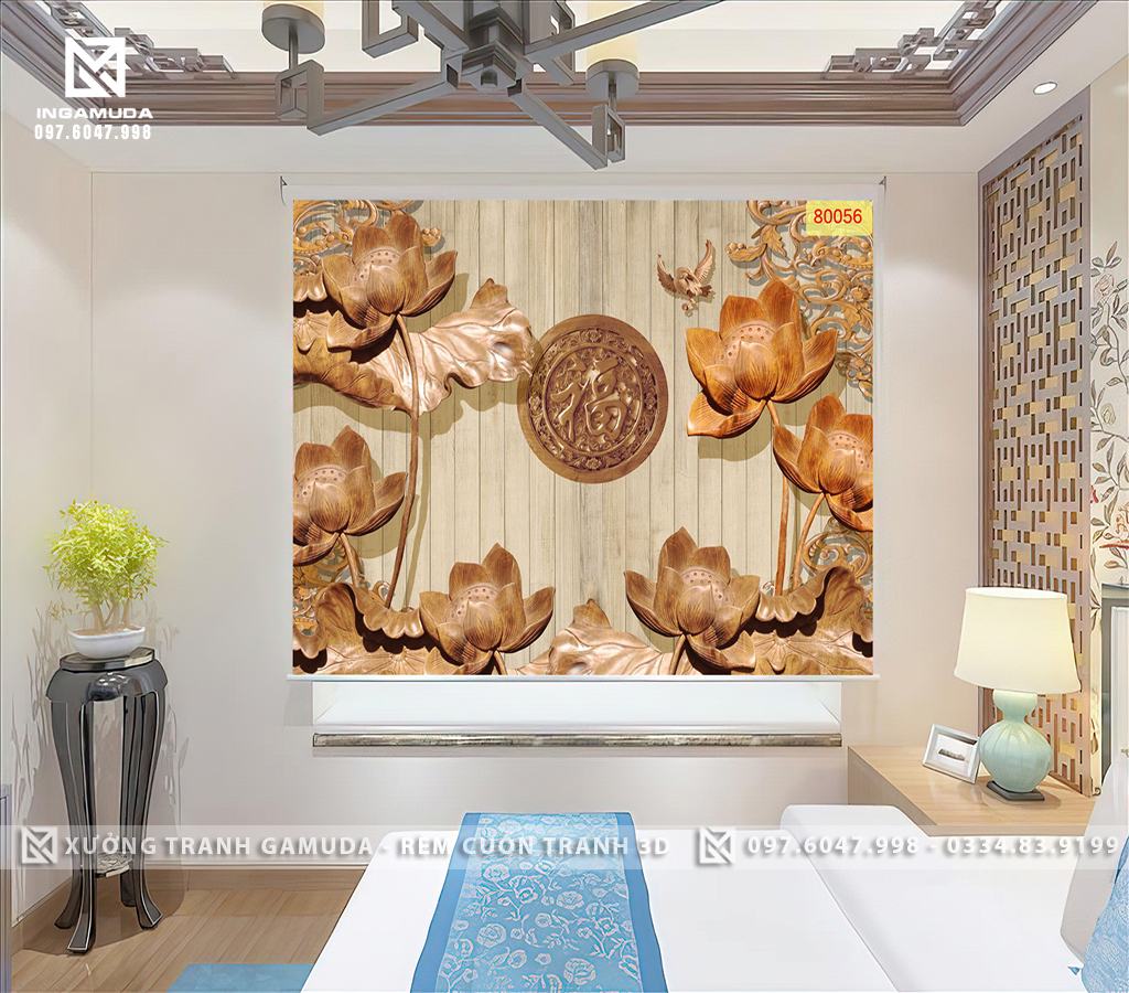 RÈM CUỐN TRANH ĐIÊU KHẮC