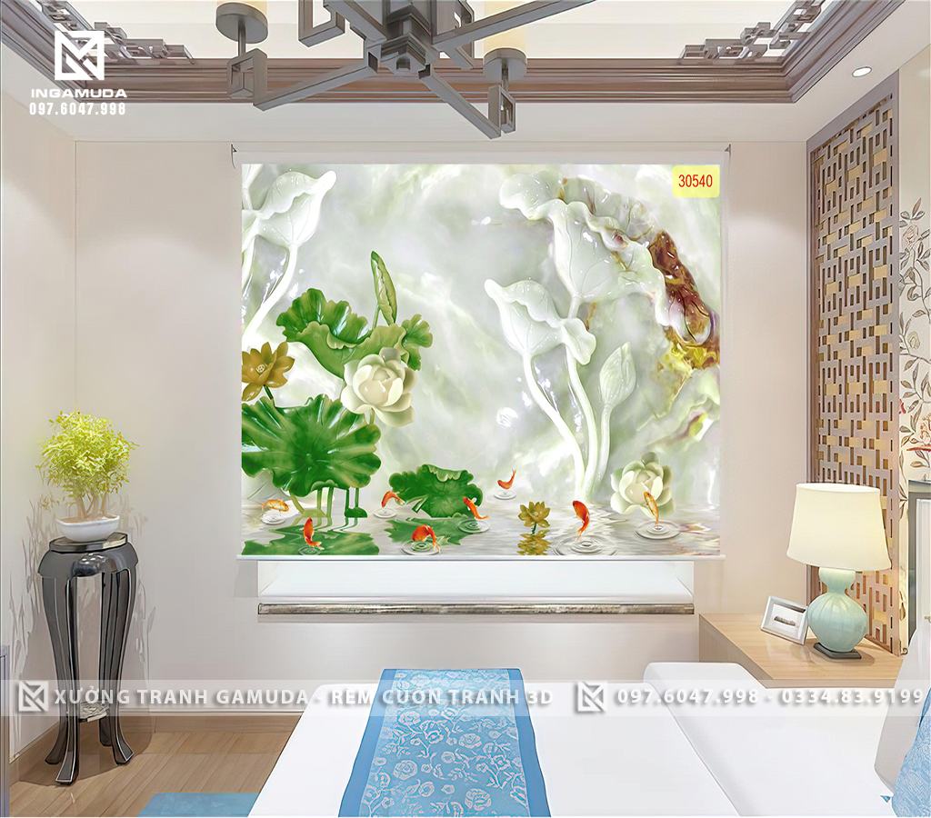 Rèm 3D Họa Tiết Hoa Sen giả Ngọc Đẹp Và Sang Trọng Nhất- Hàng Thiết Kế Theo Yêu Cầu