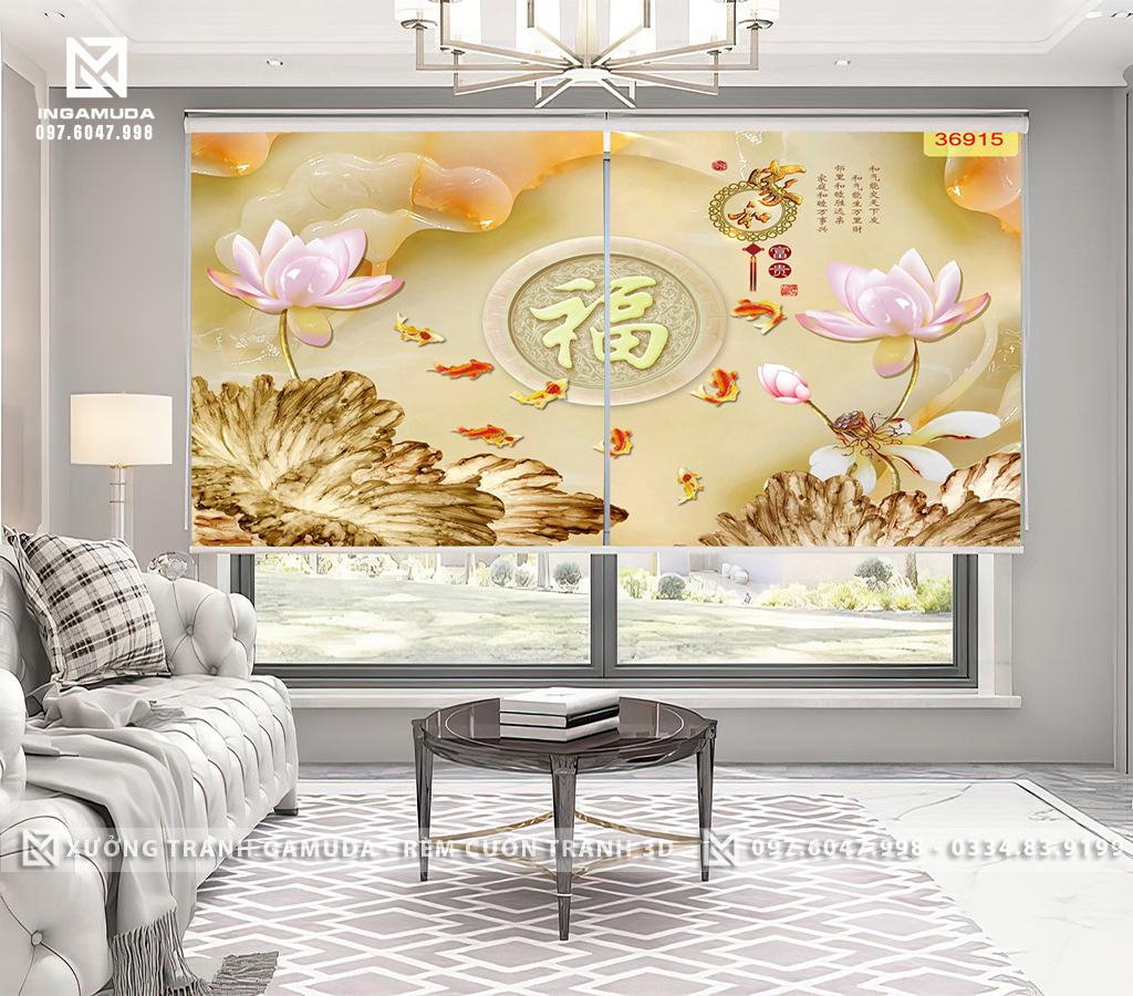 REfm Tranh 3D Họa Tiết Hoa Sen Hồng giả Ngọc