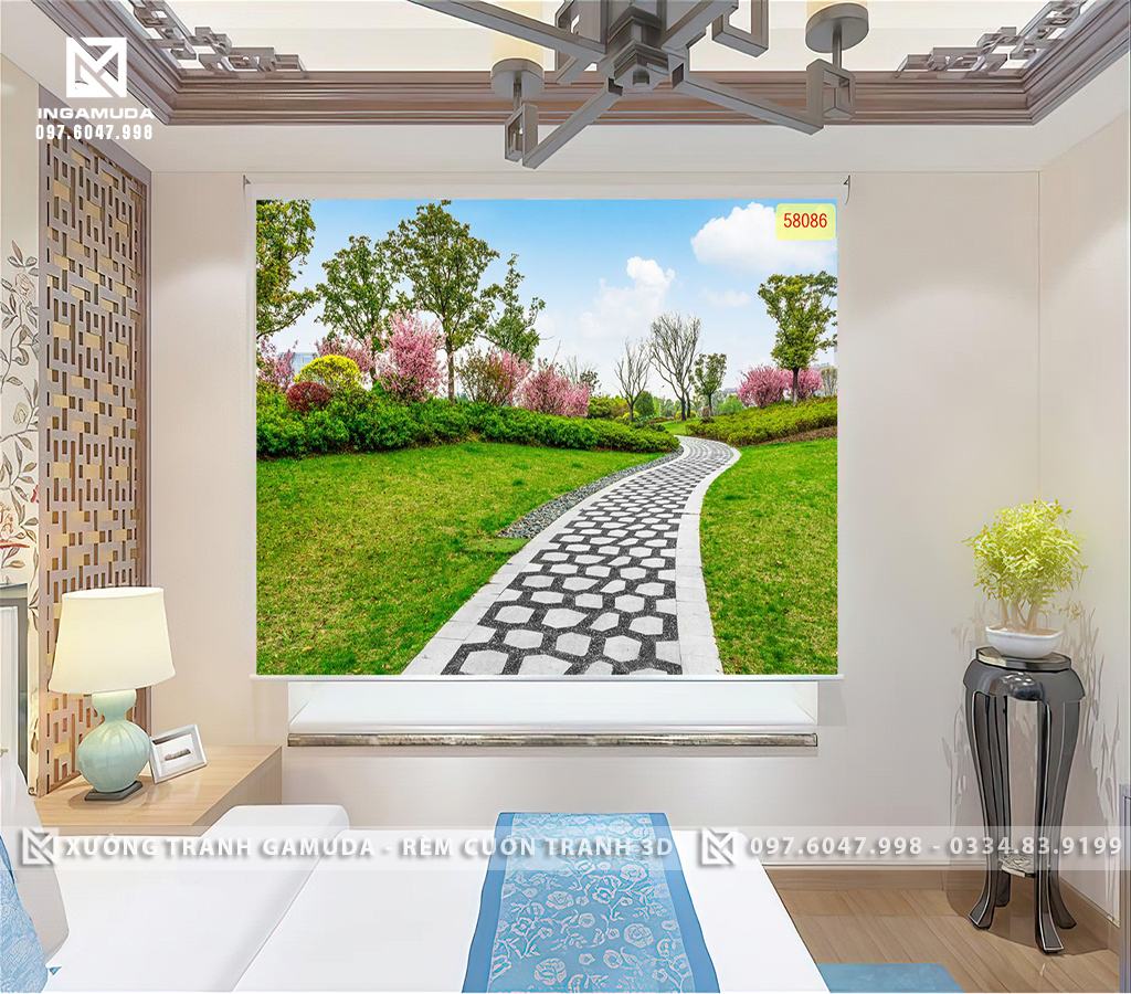 Rèm Cuốn Tranh 3D Sản Xuất Tại Xưởng Gamuda những bức rèm cuốn tranh con đường đẹp nhất