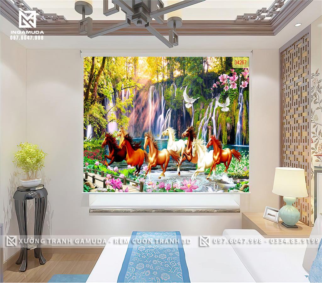 Rèm Cuốn Tranh Những Bức Tranh In Hình Mã Đáo Đẹp Nhất - Xưởng Rèm Gamuda In Ấn Và Sản Xuất Theo Đơn Đặt Hàng