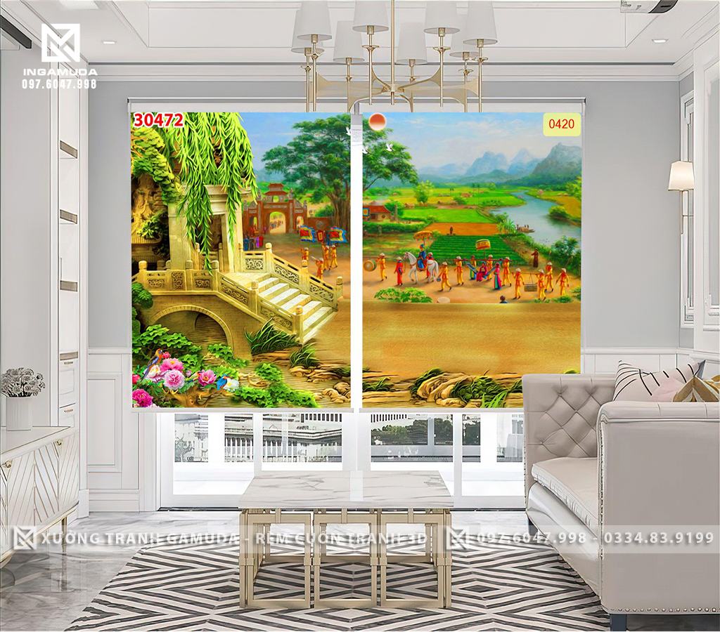 Rèm Cuốn Tranh In Họa Tiết Vinh Quy Bái Tổ Đẹp Nhất - Xưởng Rèm Gamuda In Ấn Và Sản Xuất Theo Yêu Cầu Đặt Hàng