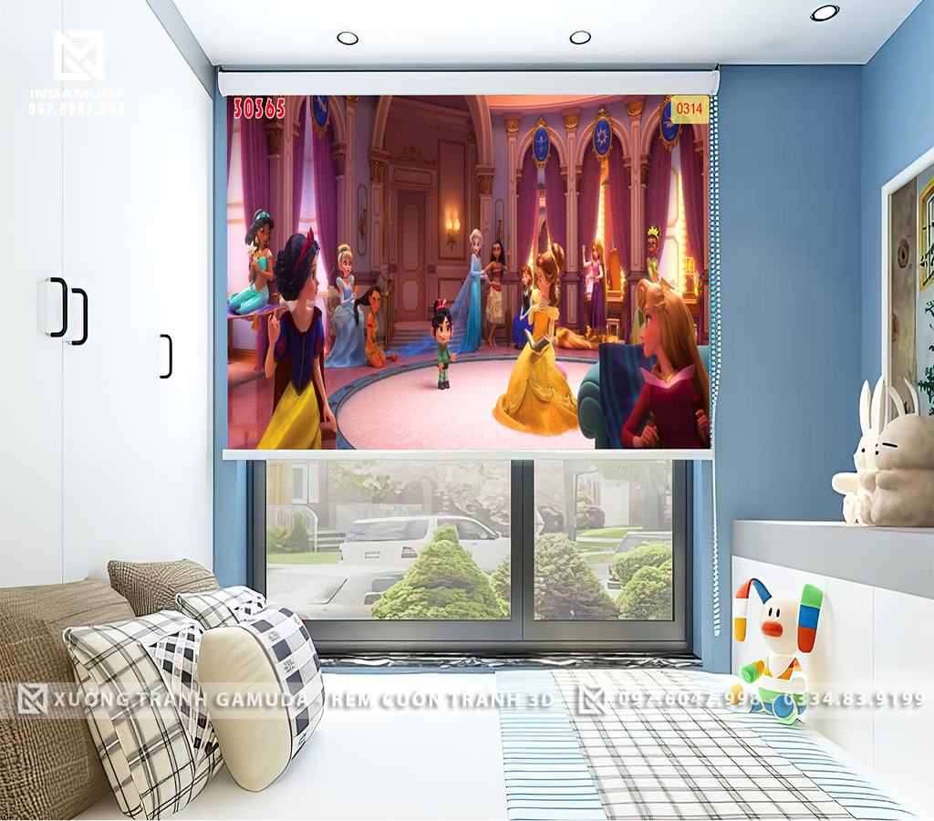 Rèm cuốn cho phòng bé gái lâu đài công chúa đẹp