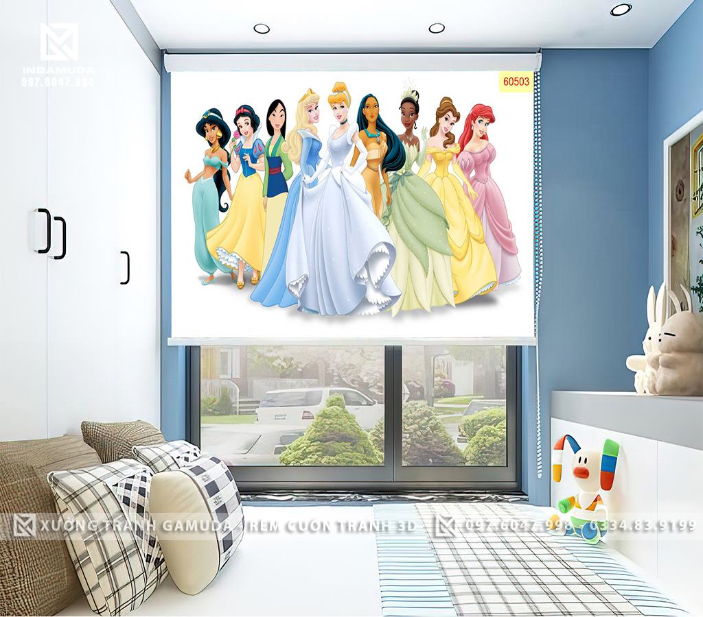 Rèm in hình các công chúa đẹp cho phòng ngủ bé gái