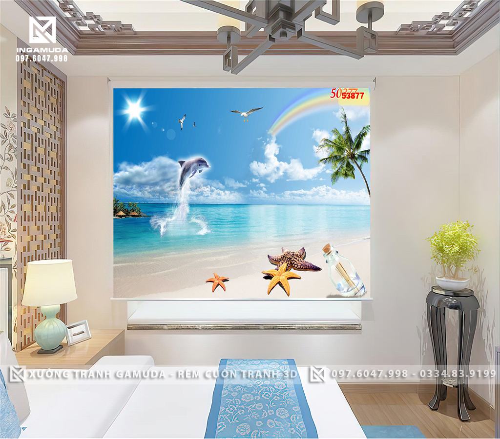 Cách sử dụng và bảo quản rèm cuốn tranh 3D in hình cá heo