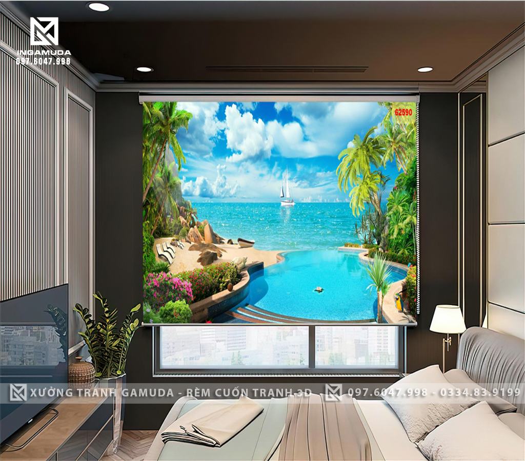 Cách lựa chọn và bảo quản rèm cuốn tranh 3D in hình cây dừa
