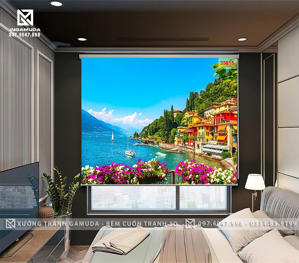 Rèm Cuốn Tranh 3D In Về Những Hình Ảnh Đẹp Vè Phong Cảnh Biển Của Các Nước Châu ÂU