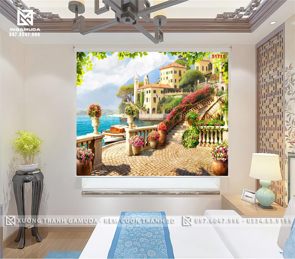 Rèm Cuốn Tranh 3D In Về Những Hình Ảnh Đẹp Vè Phong Cảnh Biển Của Các Nước Châu ÂU