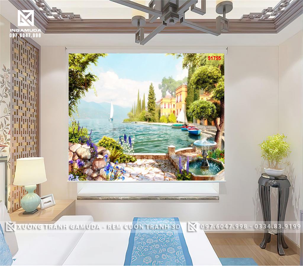 Rèm Cuốn Tranh 3D In Về Những Hình Ảnh Đẹp Vè Phong Cảnh Biển Của Các Nước Châu ÂU