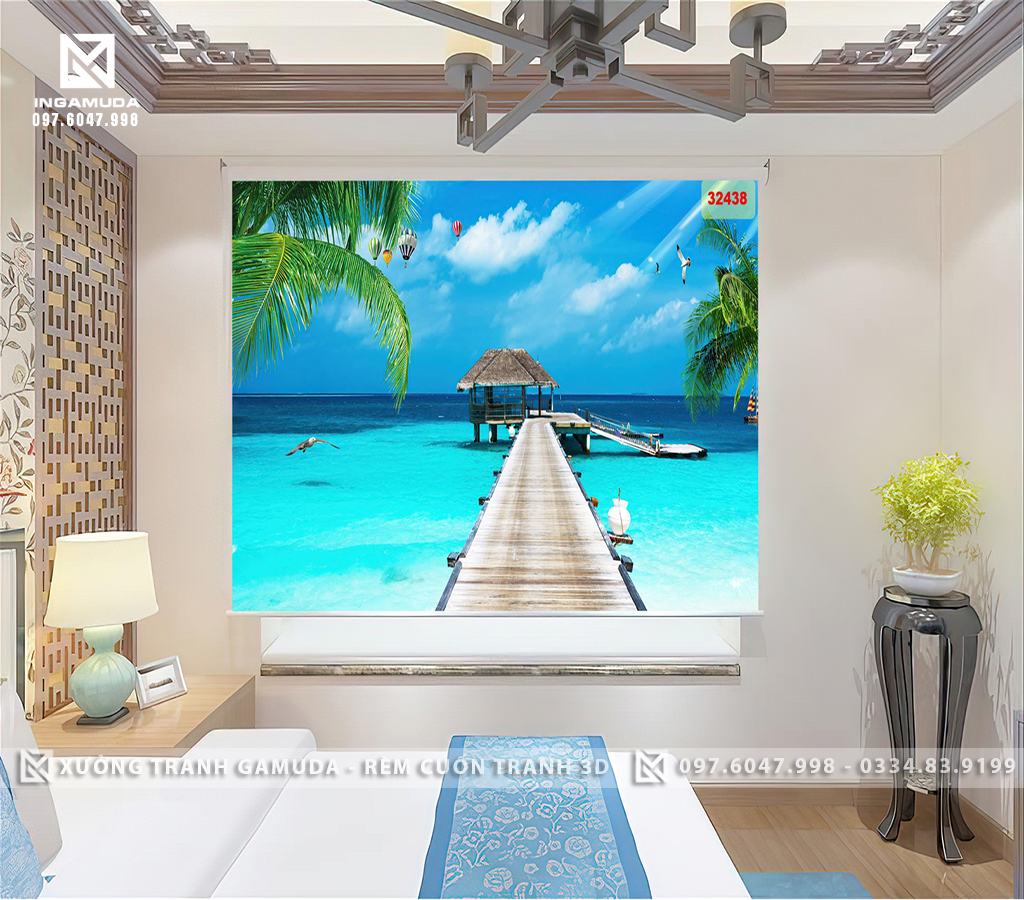 Rèm In Tranh 3D In Hình Những Con Đường Dẫn Ra Biển Đẹp Nhất 