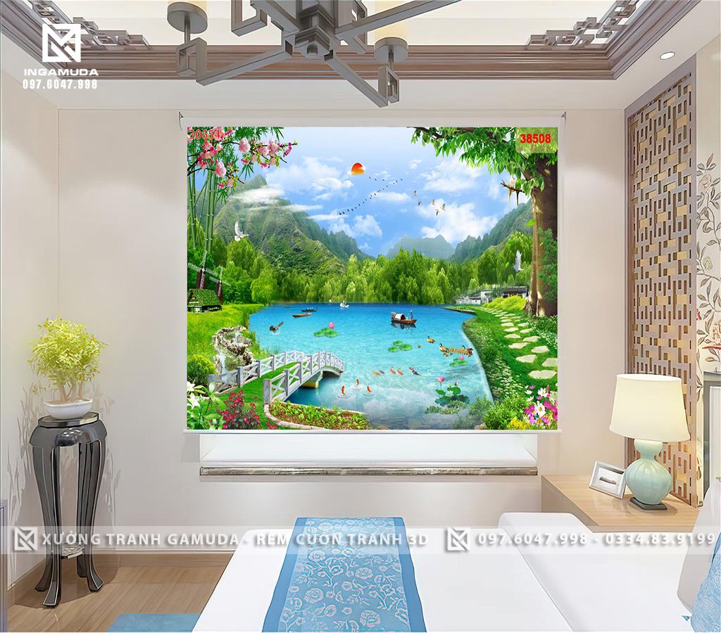 Rèm cuốn tranh phong cảnh thiên thiên đẹp