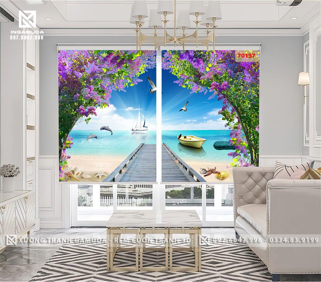 Rèm Cuốn Tranh 3D In Những Cung Đường Dẫn Ra Ngoài Biển Đẹp Nhất 