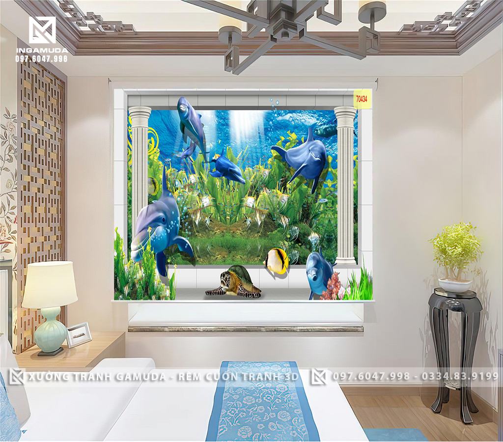 Rèm Cuốn Tranh 3D In Hệ Sinh Thái Biển Đa Dạng Và Đẹp Nhất- Rèm Cản Sáng Cản Nhiệt Xưởng Rèm Gamuda