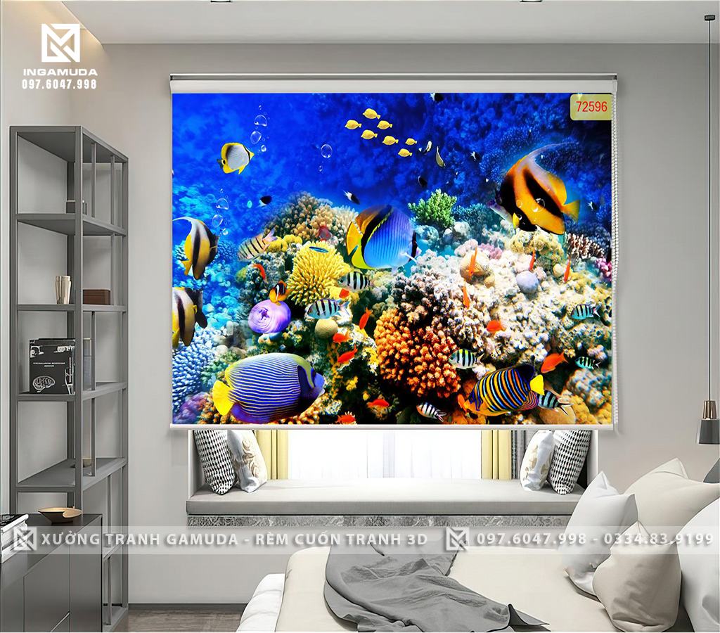 Rèm Cuốn Tranh In 3D Hệ Sinh Thái Biển Đa Dạng Cùng Các Loài Cá Đẹp Và Đa Dạng Nhất- Xưởng Rèm Gamuda