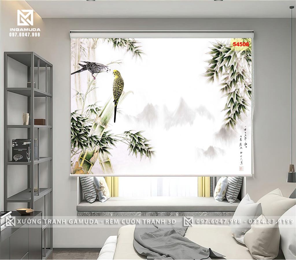 Rèm Cuốn In Tranh 3D Họa Tiết Cây Tre Biểu Tượng Cho Sự Kiên Cường, Bất Khuất