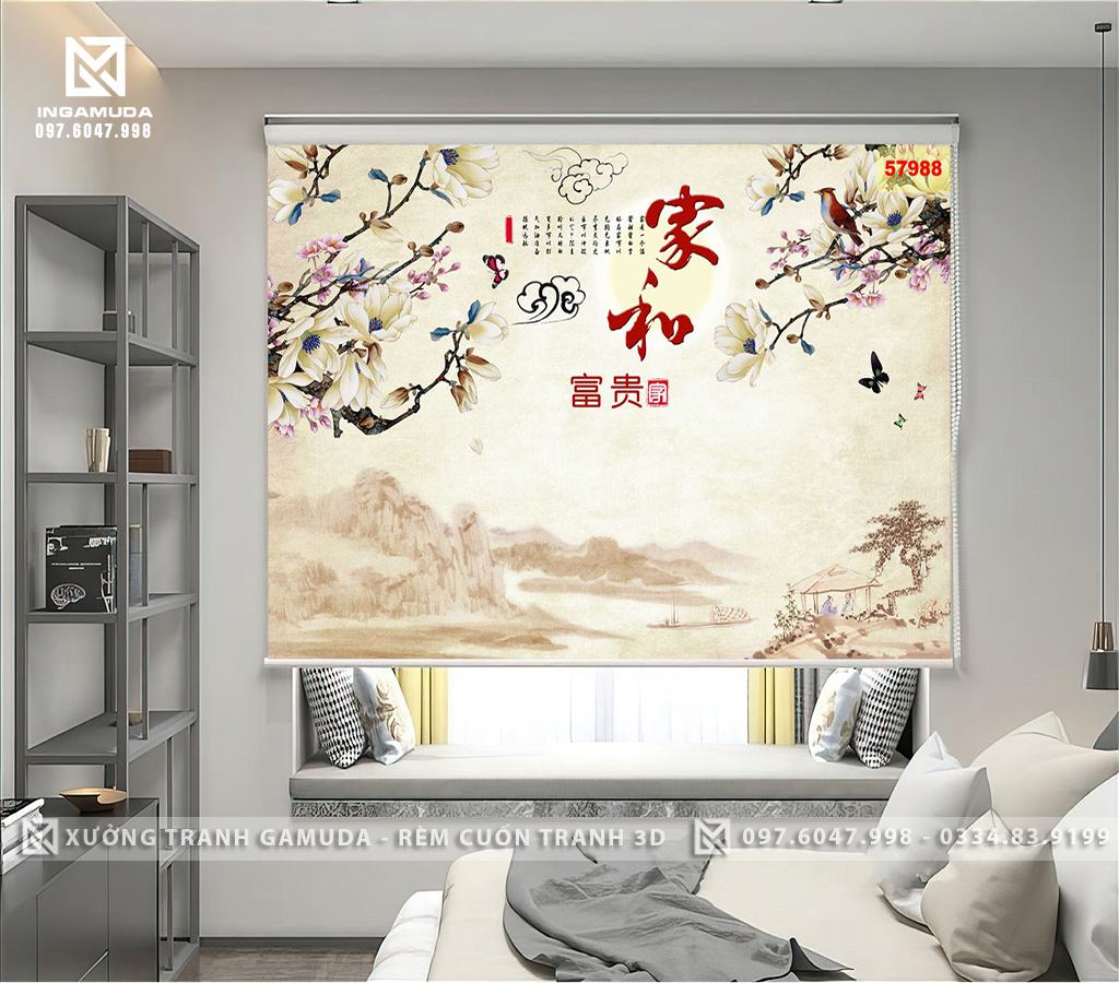 Rèm Tranh 3D In Họa Tiết Indochine Hoa 3D Đẹp Và Sang Trọng Nhất