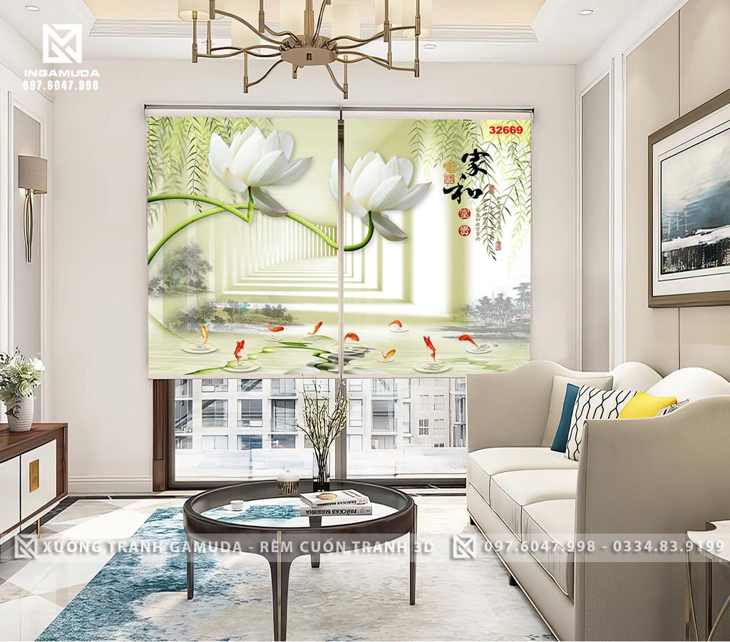 Rèm Cuốn Tranh 3D Hiện Đại In Ấn Rèm Tranh Tại Xưởng Gamuda