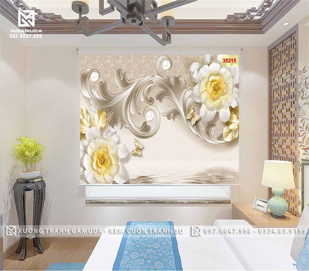 Rèm In Tranh Những Bức Tranh Về Bông Hoa Sen Đá Đẹp Nhất - Xưởng Rèm Cuốn Tranh 3D Gamuda