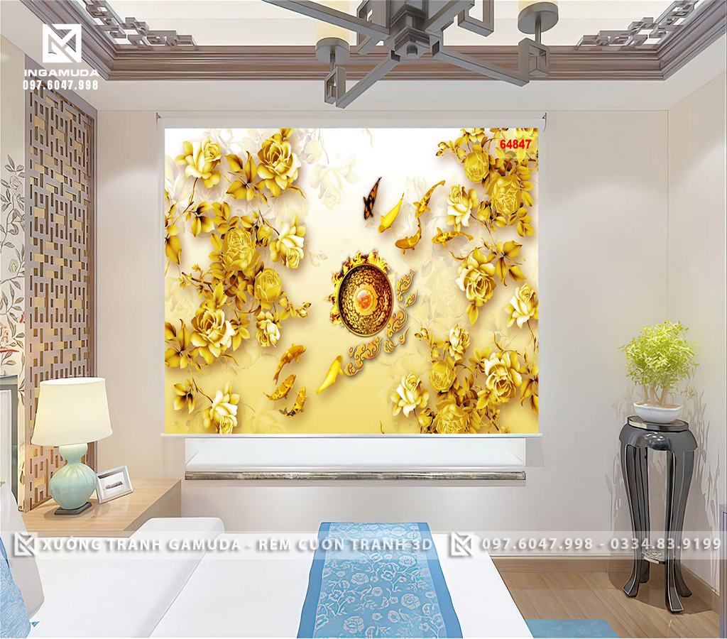 Rèm Cuốn 3D In Hình Sang Trọng Phong Thủy