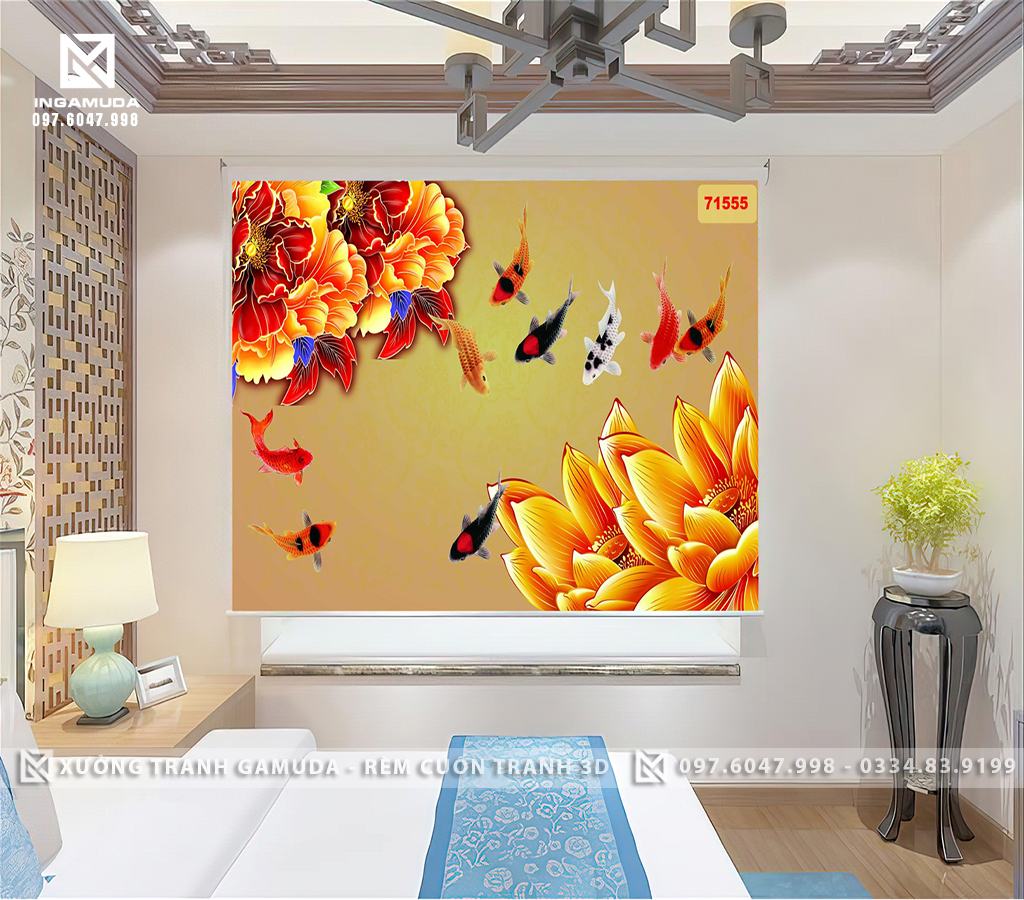 Rèm Cuốn Tranh In Theo Mọi Kích Thước yêu Cầu Rèm 3D Cản Sáng Cản Nhiệt Tại Xưởng Gamuda