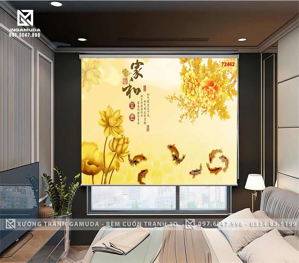 Rèm Cuốn Tranh In Theo Mọi Kích Thước yêu Cầu Rèm 3D Cản Sáng Cản Nhiệt Tại Xưởng Gamuda