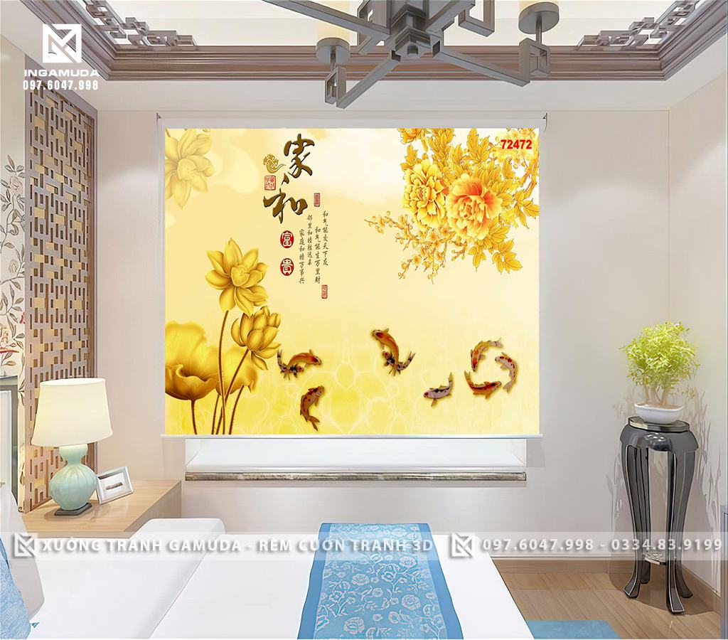 Rèm Cuốn Tranh In Theo Mọi Kích Thước yêu Cầu Rèm 3D Cản Sáng Cản Nhiệt Tại Xưởng Gamuda